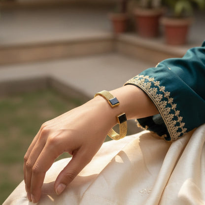 Gold-Tone Mesh Coil Cuff Bracelet