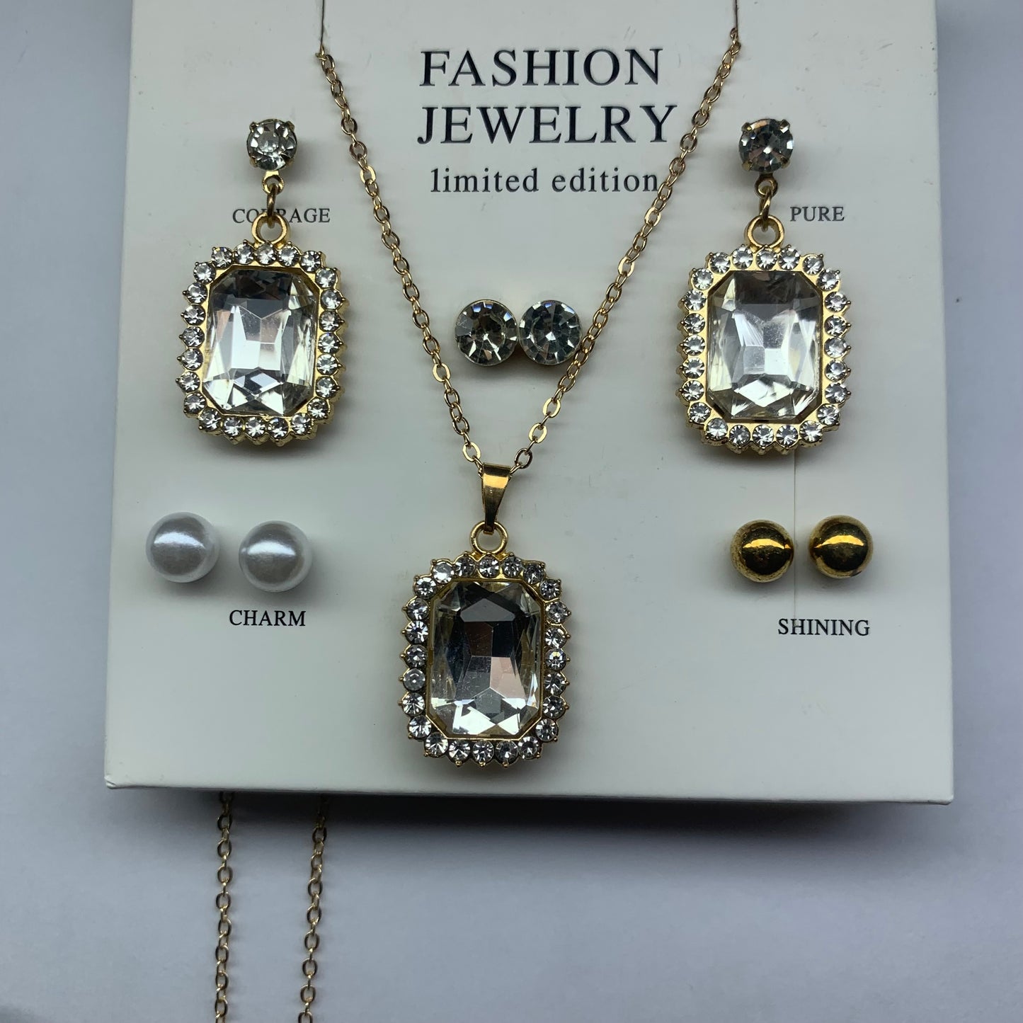 5-Piece Radiant Halo Jewelry Gift Set (Necklace & Earrings)