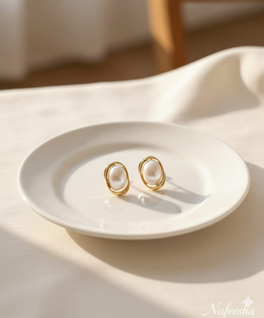 Oval Pearl & Pave Crystal Halo Drop Earrings